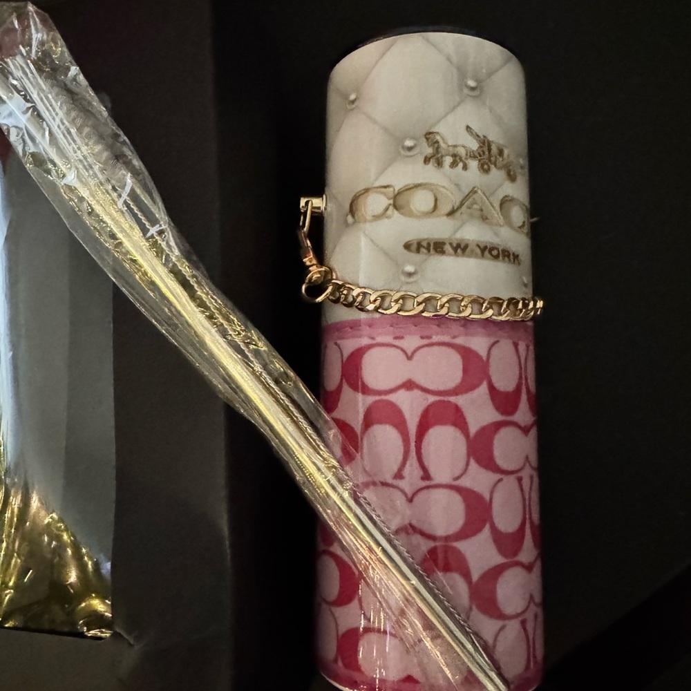 Logo Pink and White Tumbler with straw - new in box